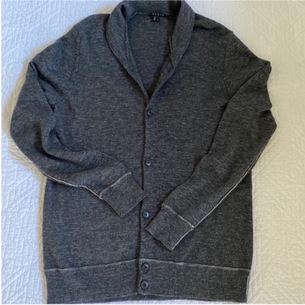 Theory Women’s Sweater Alpaca Wool Sweater Cardigan Long Gray size Large